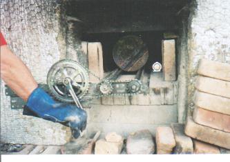Brick oven in operation